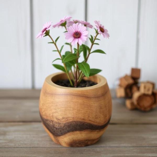 Pot de fleur en bois